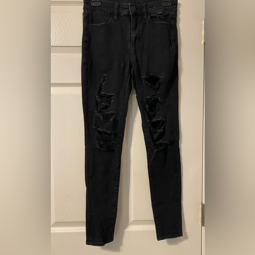 american eagle distressed high-rise jegging